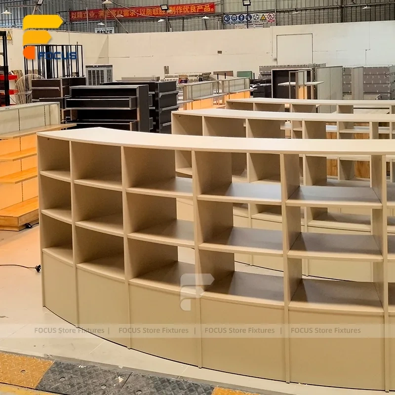Custom Curved Wood Sample Display Stand Wall