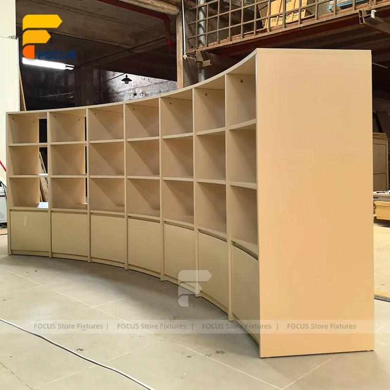 Custom Curved Wood Sample Display Stand Wall