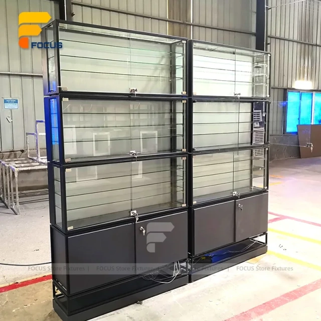 Custom Double Sided Frosted Frame Glass Showcase