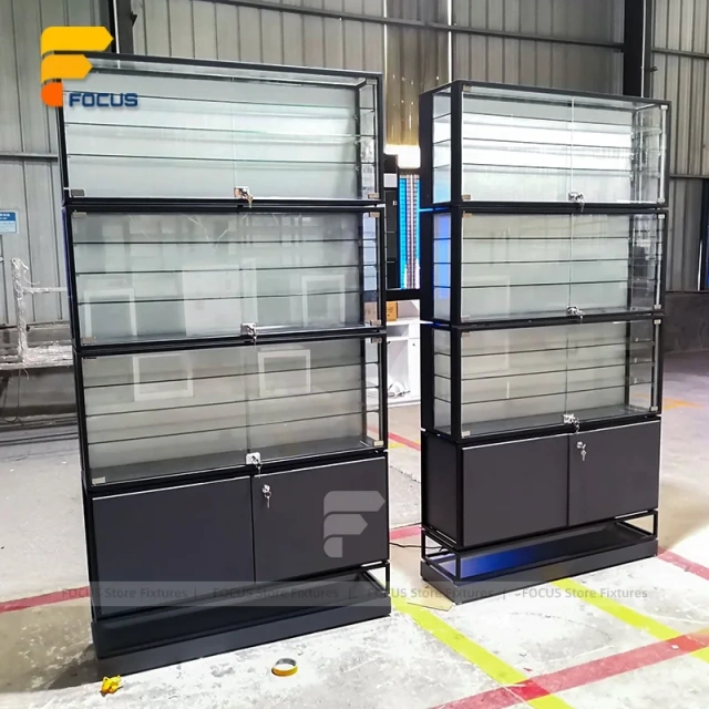Custom Double Sided Frosted Frame Glass Showcase
