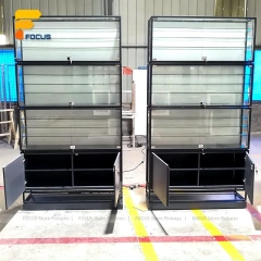 Custom Double Sided Frosted Frame Glass Showcase
