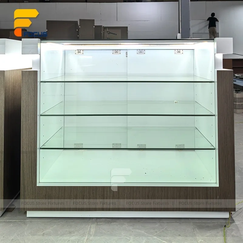 Custom Freestanding Full Glass Showcase Cabinet