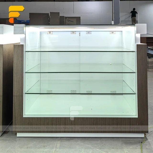 Custom Freestanding Full Glass Showcase Cabinet