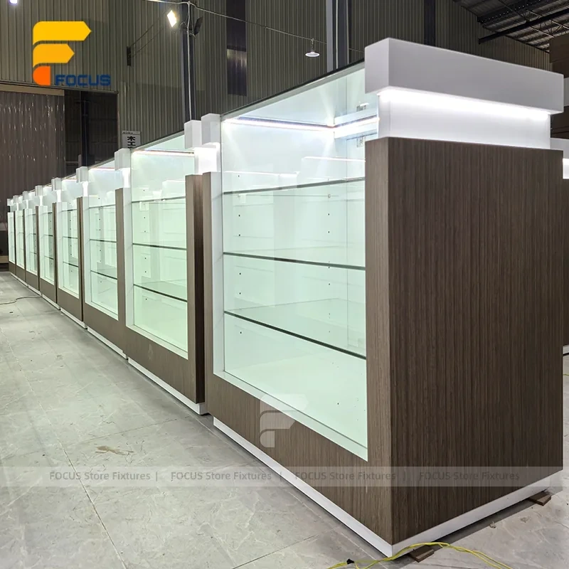 Custom Freestanding Full Glass Showcase Cabinet