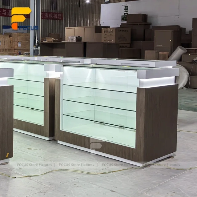 Custom Freestanding Full Glass Showcase Cabinet