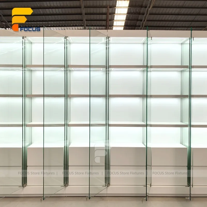 Custom Frosted Glass Block Effect Display Cabinet Wall