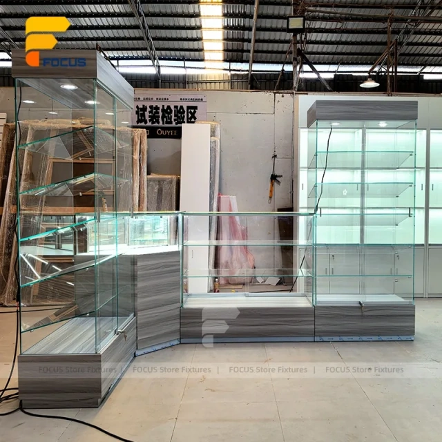 Custom Full Glass Railing Showcase Display System