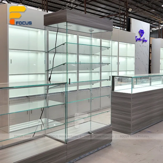 Custom Full Glass Railing Showcase Display System