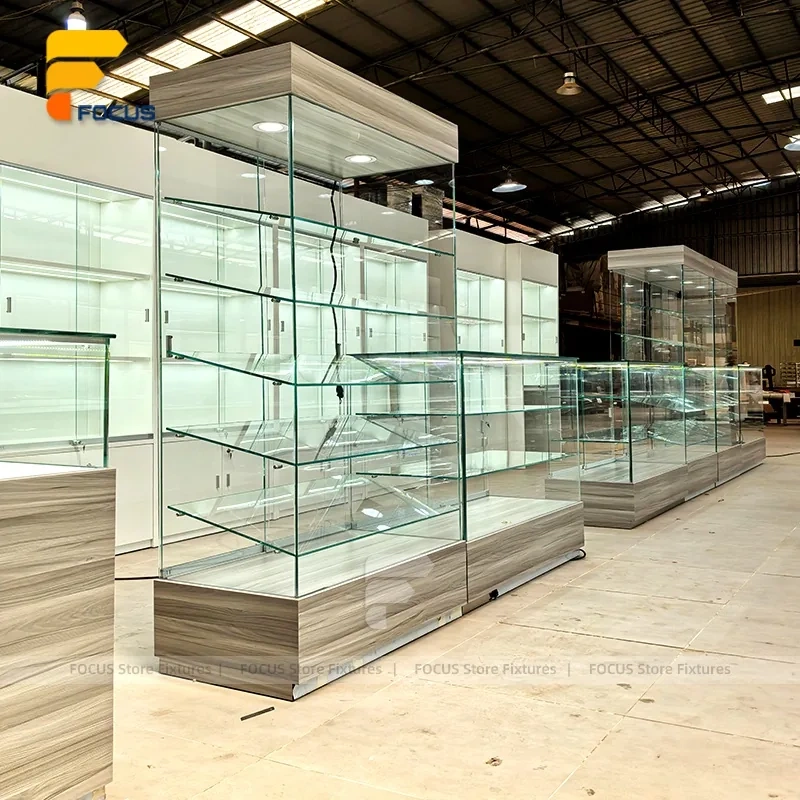 Custom Full Glass Railing Showcase Display System