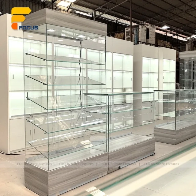 Custom Full Glass Railing Showcase Display System