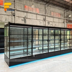 Custom Full Glass Retail Display Cabinet with Black Frame