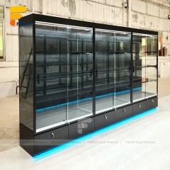 Custom Full Glass Retail Display Cabinet with Black Frame
