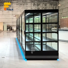 Custom Full Glass Retail Display Cabinet with Black Frame