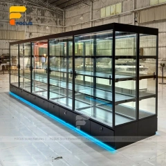 Custom Full Glass Retail Display Cabinet with Black Frame