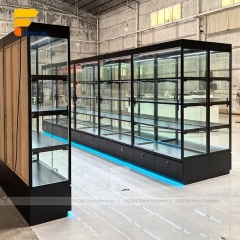Custom Full Glass Retail Display Cabinet with Black Frame