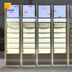 Custom Full Height Illuminated Glass Wall Display Cabinet