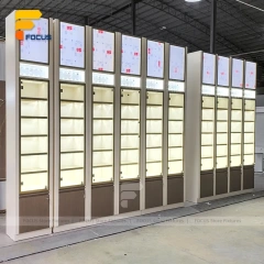 Custom Full Height Illuminated Glass Wall Display Cabinet