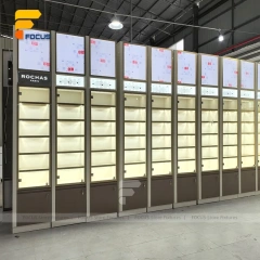 Custom Full Height Illuminated Glass Wall Display Cabinet