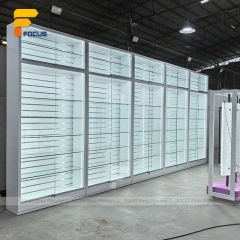 Custom Full Height Sliding Glass Display Cabinet Wall