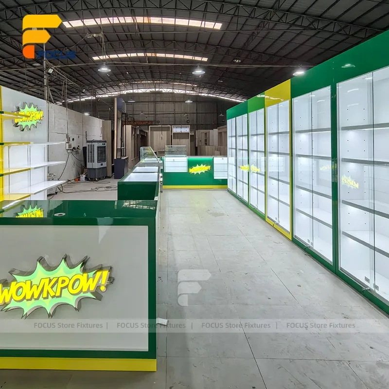 Custom Full Wall LED Glass Display Cabinet System