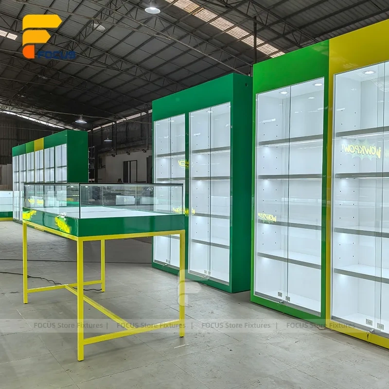Custom Full Wall LED Glass Display Cabinet System