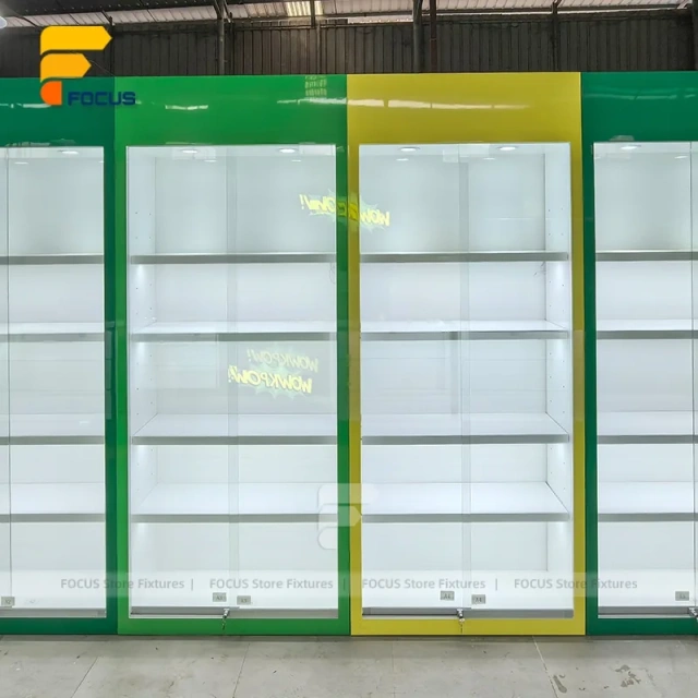 Custom Full Wall LED Glass Display Cabinet System