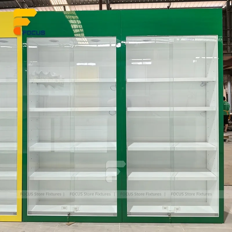 Custom Full Wall LED Glass Display Cabinet System