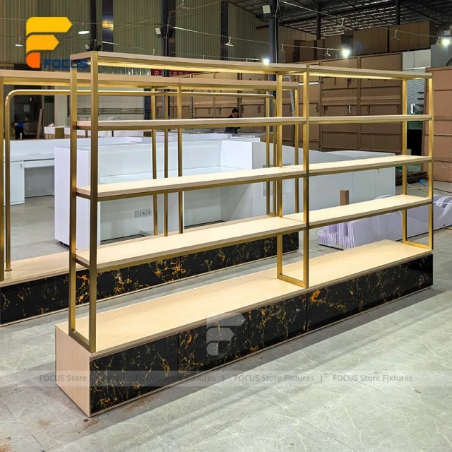 Custom Gold Frame Two Tier Display Rack