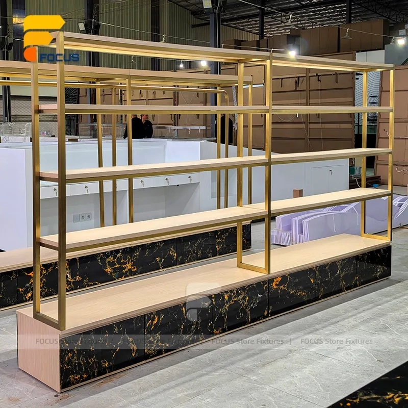 Custom Gold Frame Two Tier Display Rack