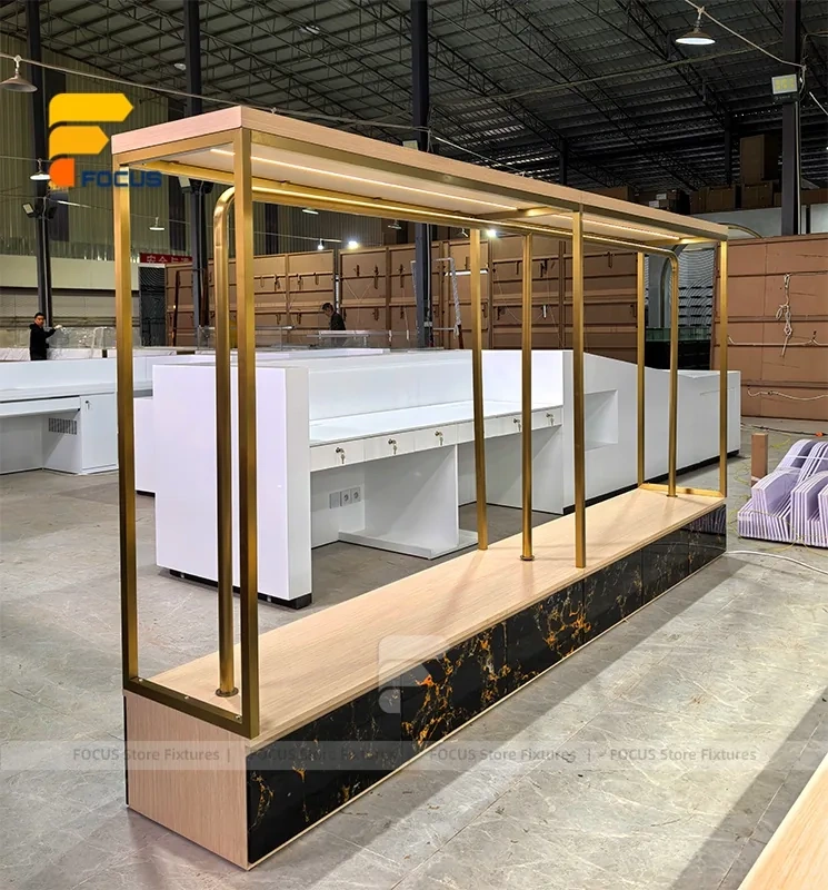 Custom Gold Frame Two Tier Display Rack
