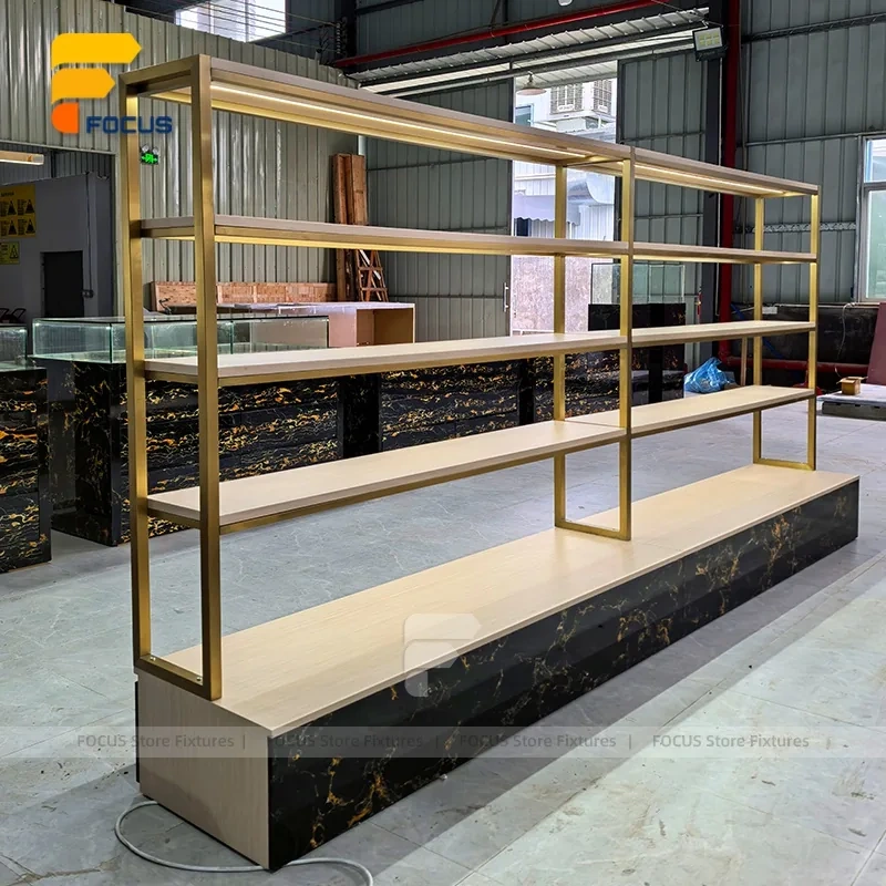 Custom Gold Frame Two Tier Display Rack