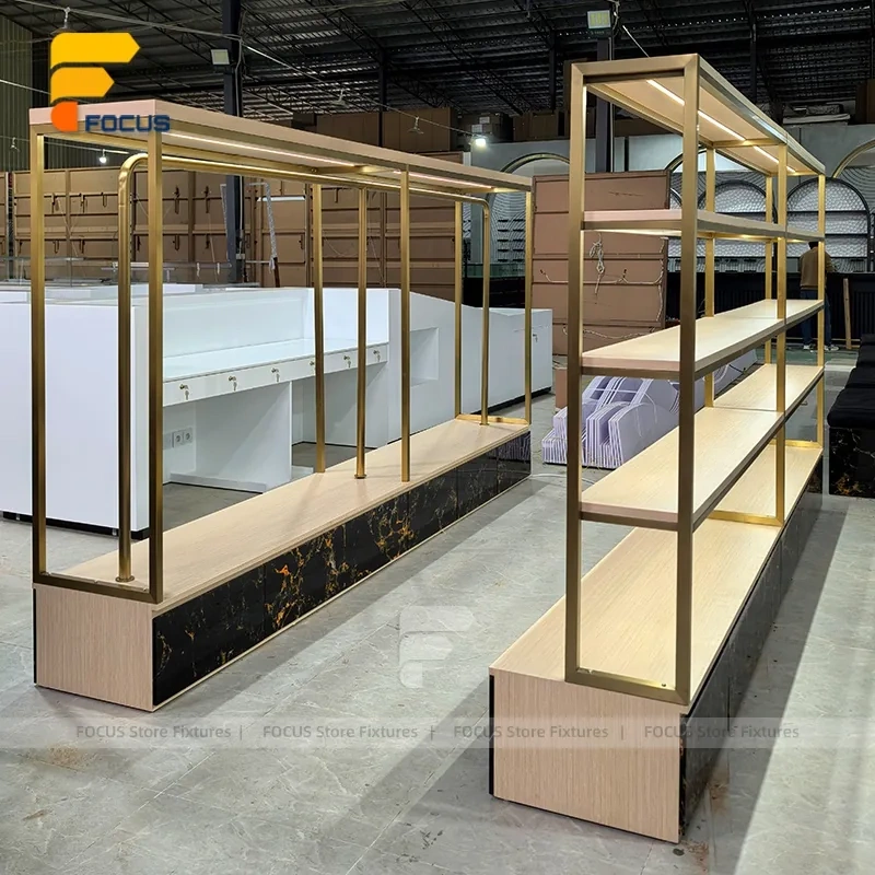 Custom Gold Frame Two Tier Display Rack