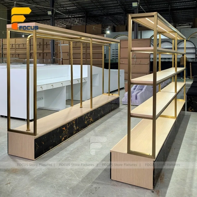 Custom Gold Frame Two Tier Display Rack