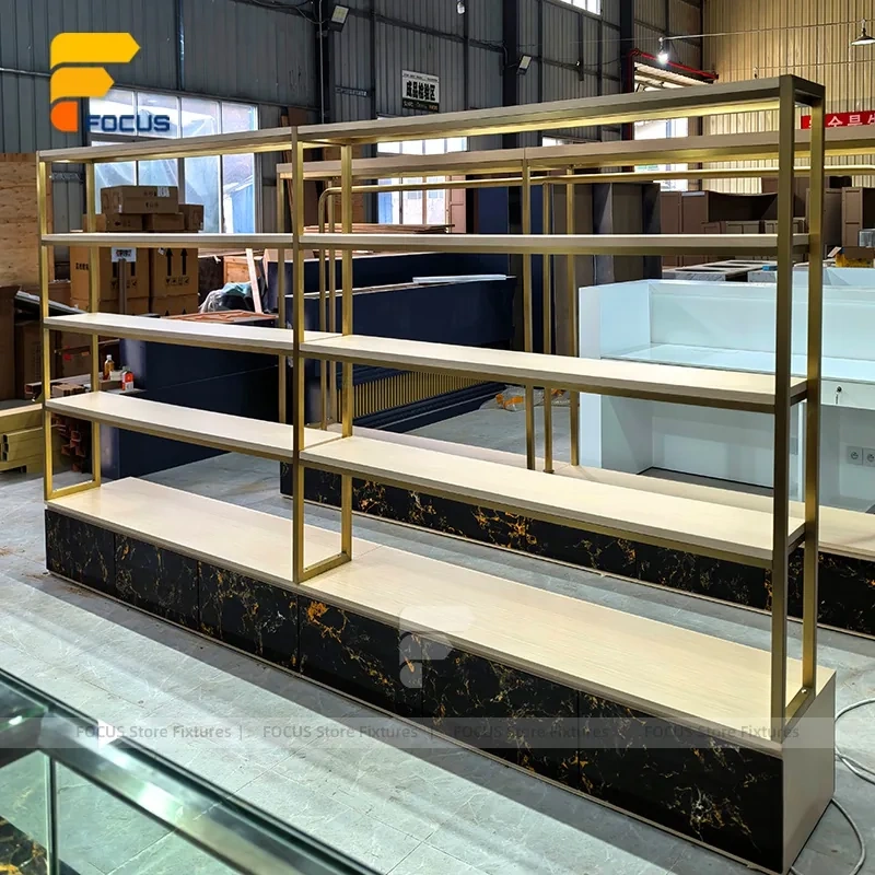 Custom Gold Frame Two Tier Display Rack