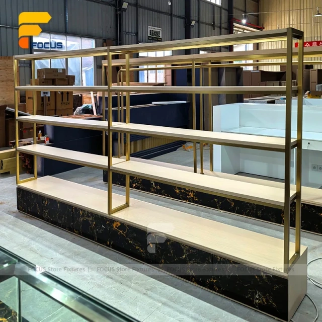 Custom Gold Frame Two Tier Display Rack