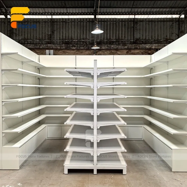 Custom Gold Framed Glass Shelf Display Rack
