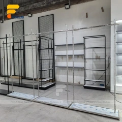 Custom Gray Pegboard Gondola Display Rack