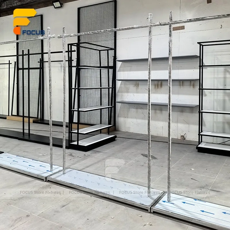Custom Gray Pegboard Gondola Display Rack