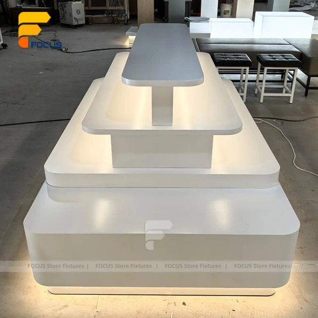Custom Gray Stepped Table Display Stand
