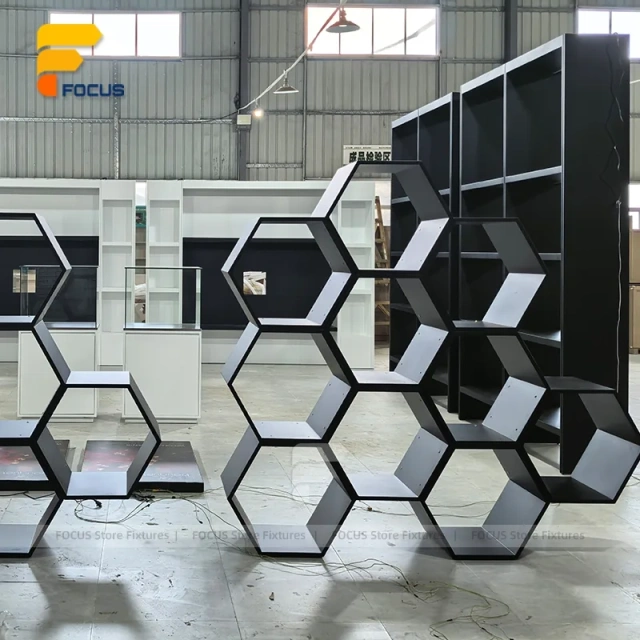 Custom Hexagon Wall Mounted Display Stand
