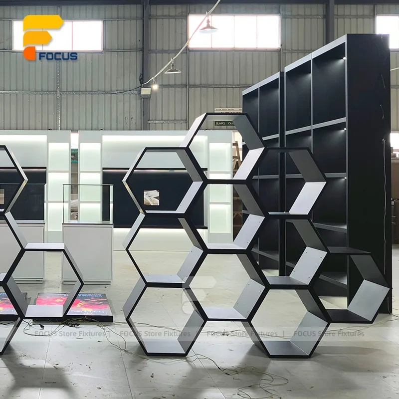 Custom Hexagon Wall Mounted Display Stand
