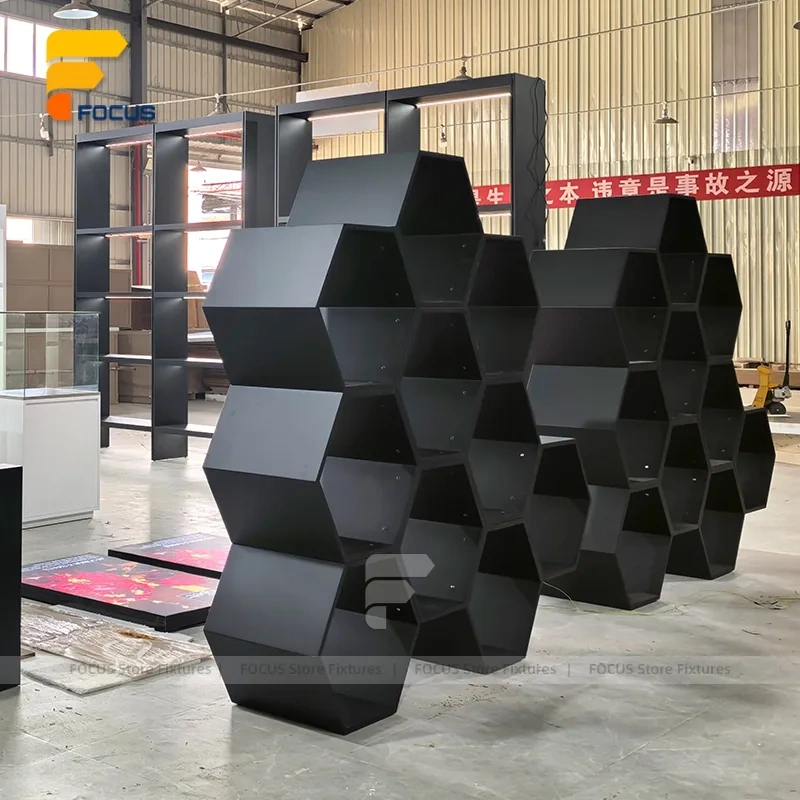 Custom Hexagon Wall Mounted Display Stand