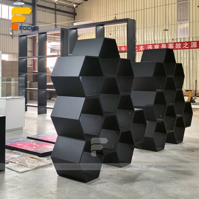 Custom Hexagon Wall Mounted Display Stand