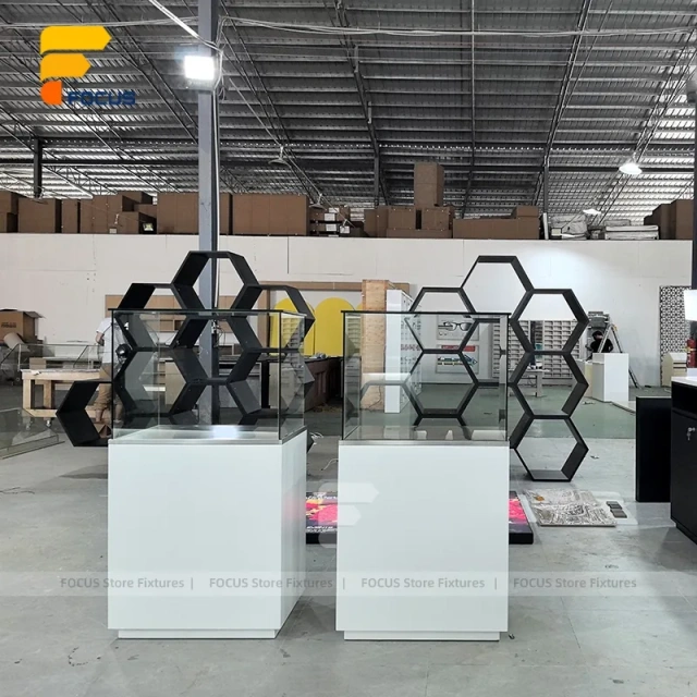 Custom Hexagon Wall Mounted Display Stand