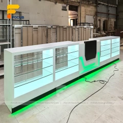Custom Mint LED Glass Showcase Counter