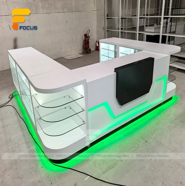 Custom Mint LED Glass Showcase Counter