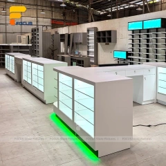 Custom Mint LED Glass Showcase Counter