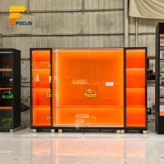 Custom Orange Accent Wall Display Cabinet System