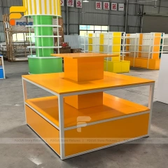 Custom Orange Glass Top Retail Display Stand