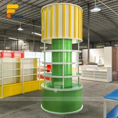 Custom Orange Glass Top Retail Display Stand